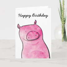 Pig Birthday Card