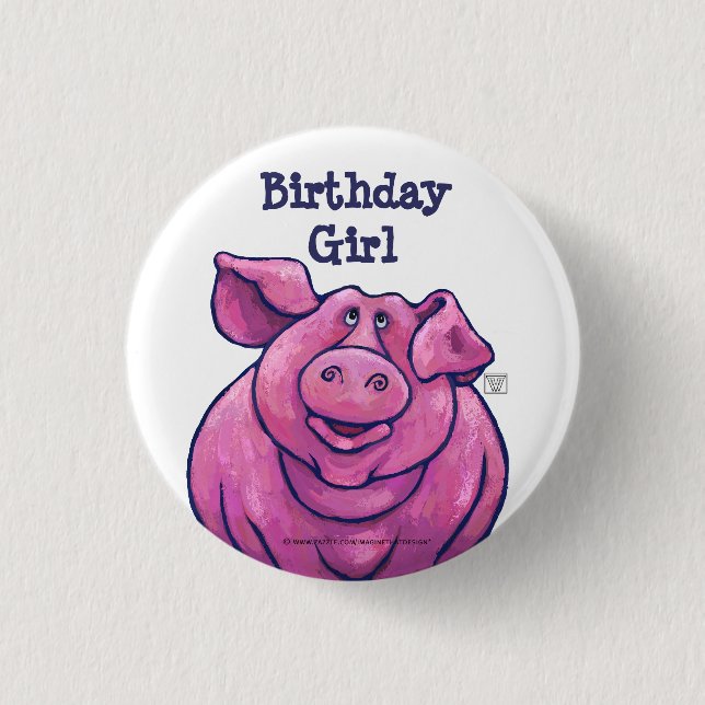 Pig Birthday Girl Party Centre 3 Cm Round Badge (Front)