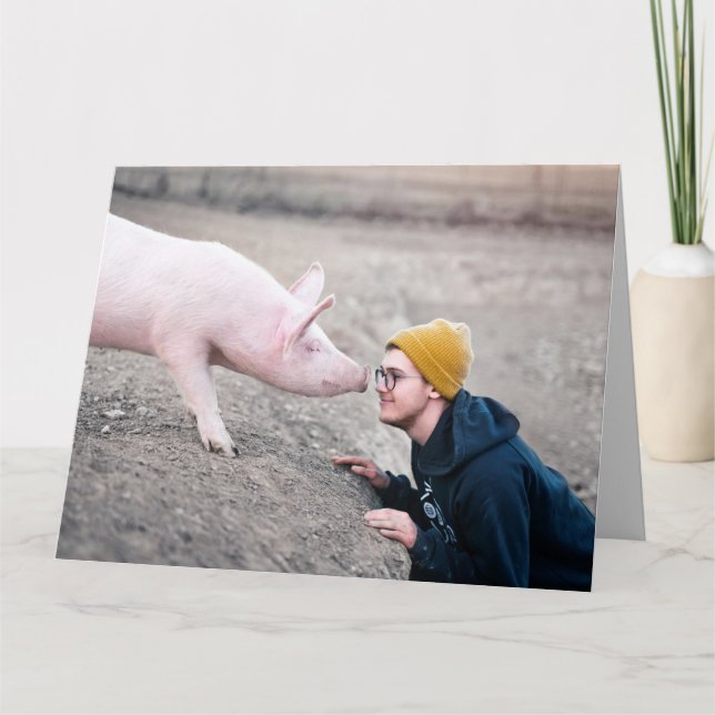 PIG BIRTHDAY HUGS KISSES GREETING CARDS (Front)