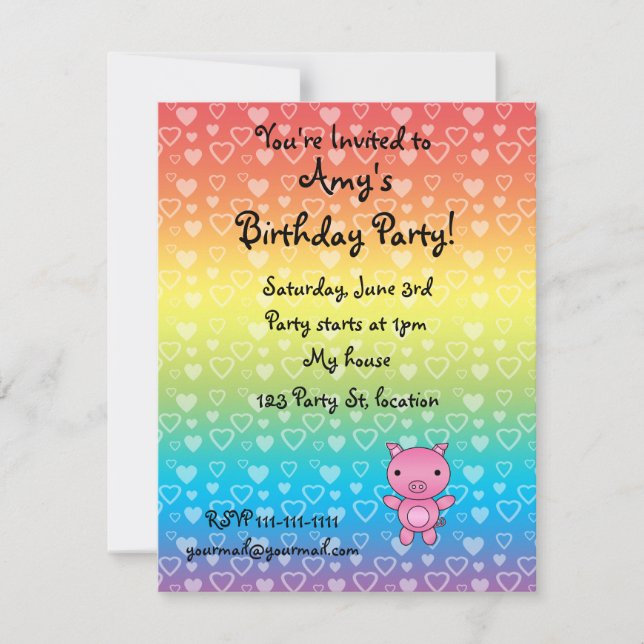 Pig birthday invitation (Front)