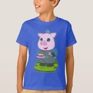 Pig Birthday Mechanic T-Shirt