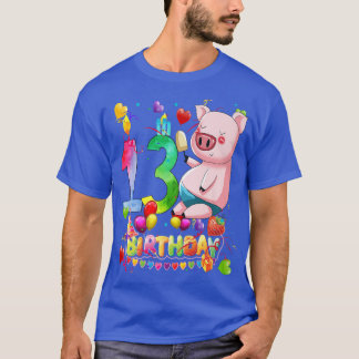 Pig Birthday Party 13 Year Old Boy 9th Pig Birthda T-Shirt