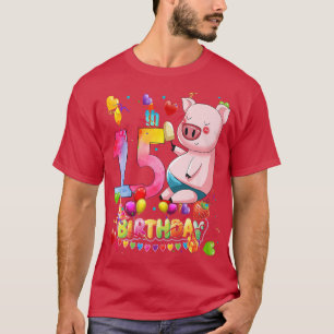 Pig Birthday Party 15 Year Old Boy 15th Pig Birthd T-Shirt