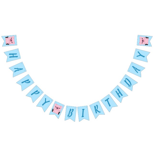 Pig Birthday Party Bunting (All)