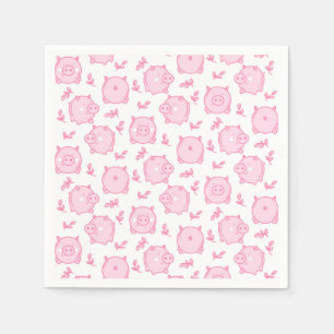 Pig Birthday Party Pink Napkin
