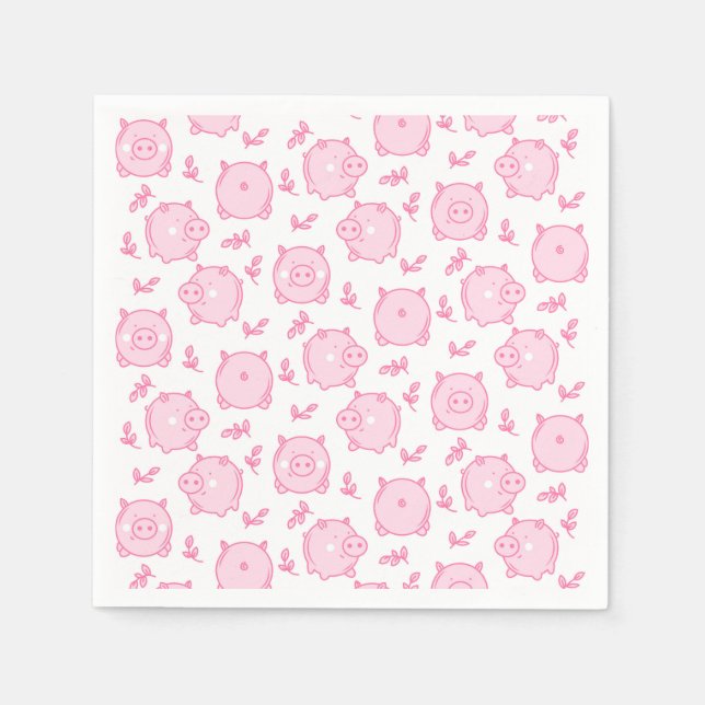 Pig Birthday Party Pink Napkin (Front)