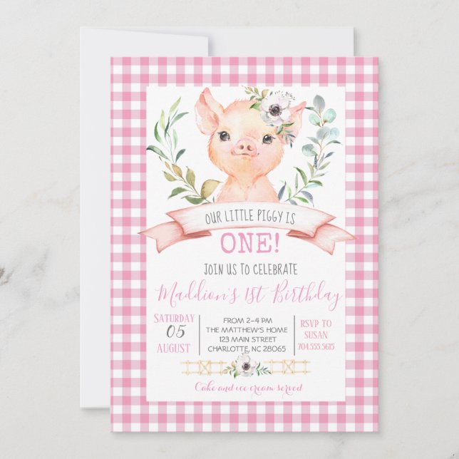 pig birthday shower invitaiton invitation (Front)