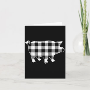 Pig Black & White Buffalo Plaid Merry Christma Card