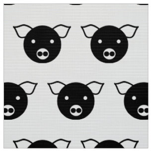 PIG BLACK AND WHITE PATTERN Pima Cotton Fabric