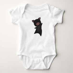 Pig Black Piggy Cute Animals Kids Baby Bodysuit