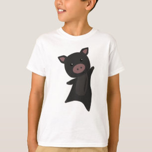 Pig Black Piggy Cute Animals Kids T-Shirt