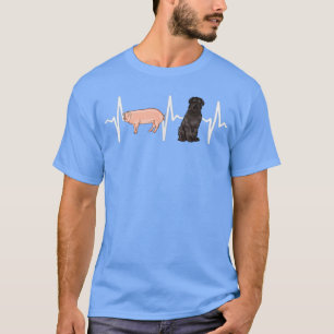 Pig Bouvier des Flandres Heartbeat Dog Lover  T-Shirt