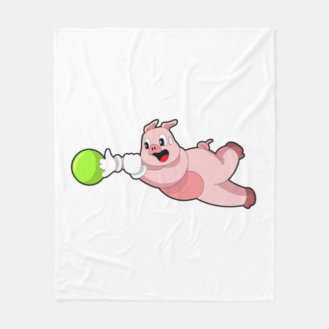 Pig Bowling Bowling ball Fleece Blanket (Front)