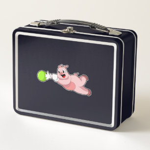 Pig Bowling Bowling ball Metal Lunch Box