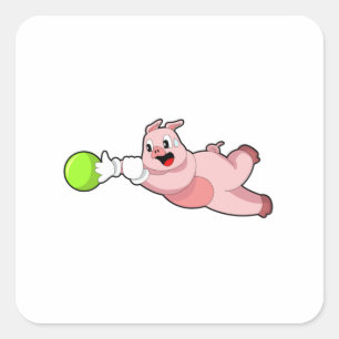 Pig Bowling Bowling ball Square Sticker