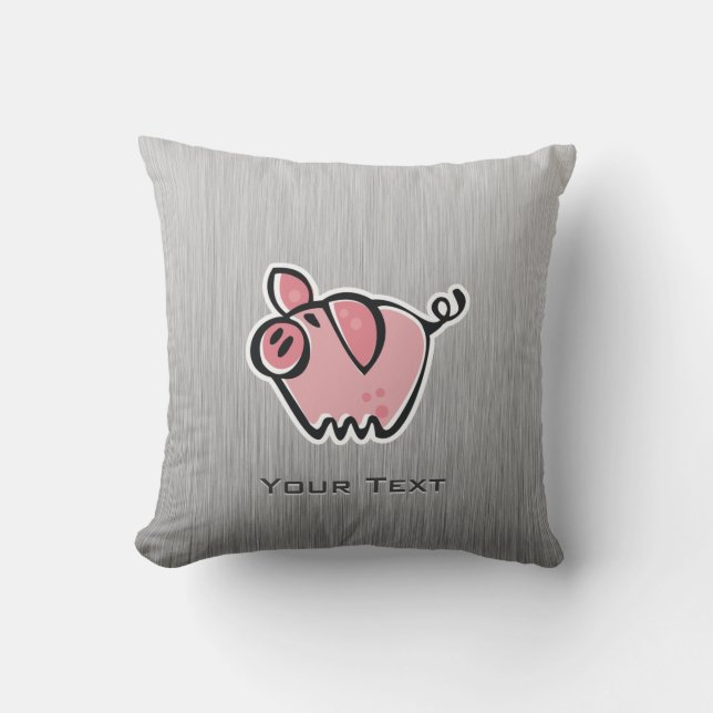 Pig; Brushed metal look Cushion (Front)