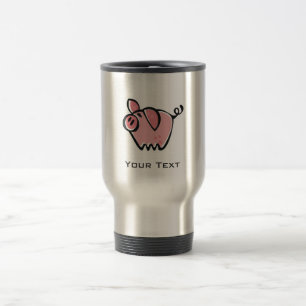 Pig; Brushed metal look Travel Mug