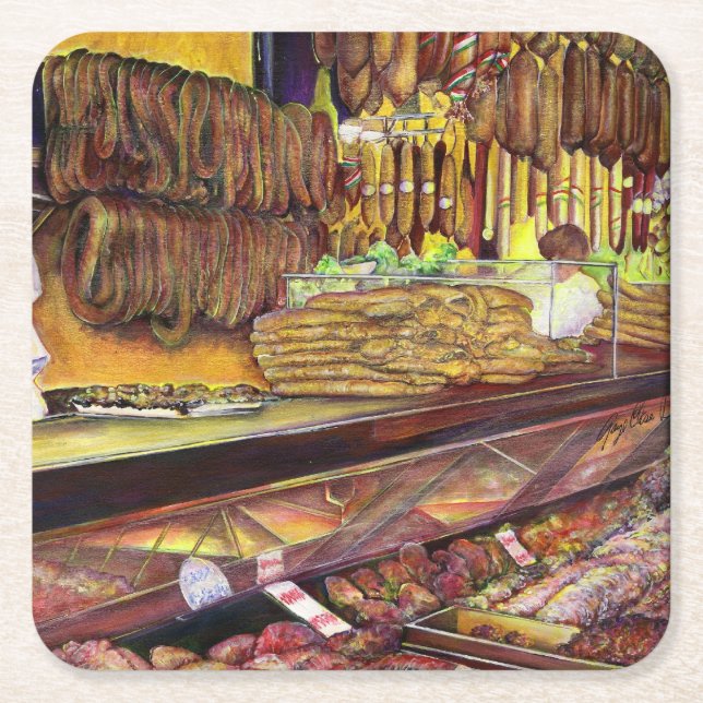 Pig, Budapest Square Paper Coaster (Front)