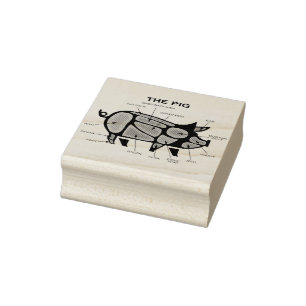 Pig Butcher Chart Rubber Stamp