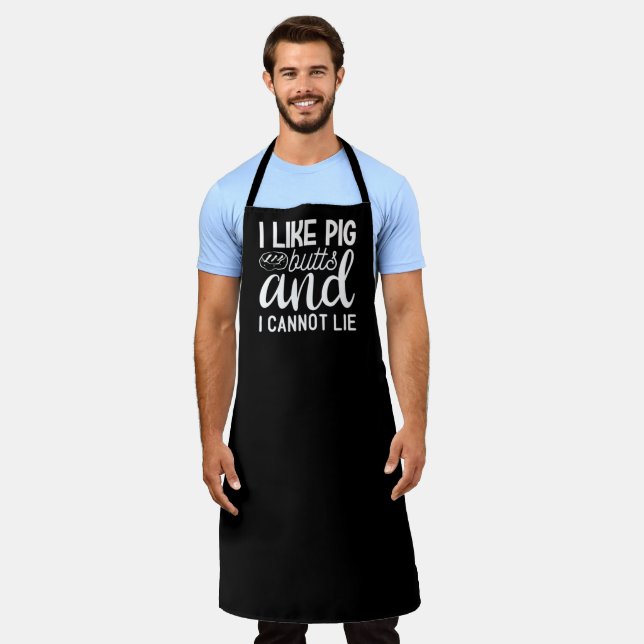 Pig Butts I Cannot Lie BBQ Large Black Apron (Worn)
