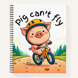Pig Can't Fly. L Pink BG Notebook