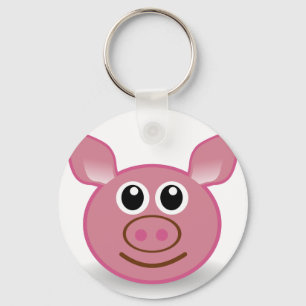 Pig Cartoon Face Key Ring
