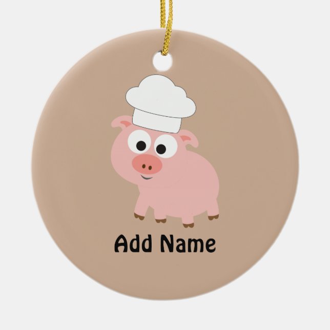 Pig Chef Ceramic Tree Decoration (Front)