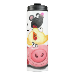 Pig Chick and Mouse Friends Funny Thermal Tumbler