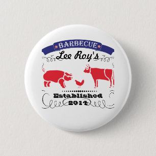 Pig, Chicken and Cow Vintage Barbeque 6 Cm Round Badge