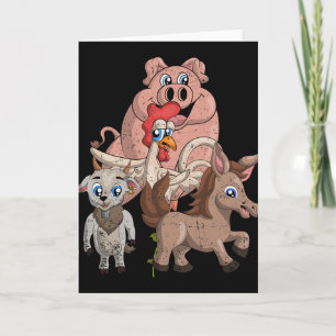 Pig Chicken Goat Horse Farm Squad Kids Gift Funny Card