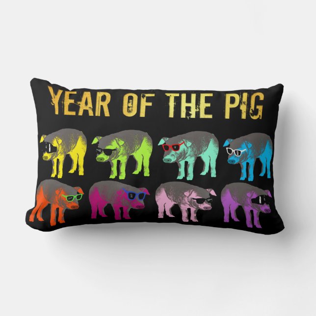 Pig Chinese New Year Zodiac Birthday Lumbar Pillow (Front)