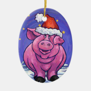 Pig Christmas Ceramic Tree Decoration