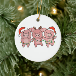 Pig Christmas Christmas Animals Cute Pigs Ceramic Tree Decoration