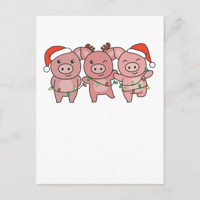 Pig Christmas Christmas Animals Cute Pigs Holiday Postcard (Front)