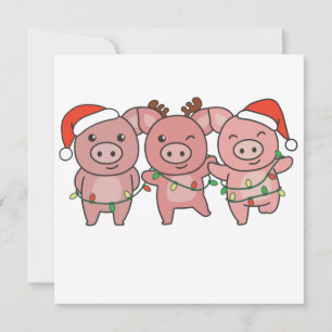Pig Christmas Christmas Animals Cute Pigs Invitati Invitation