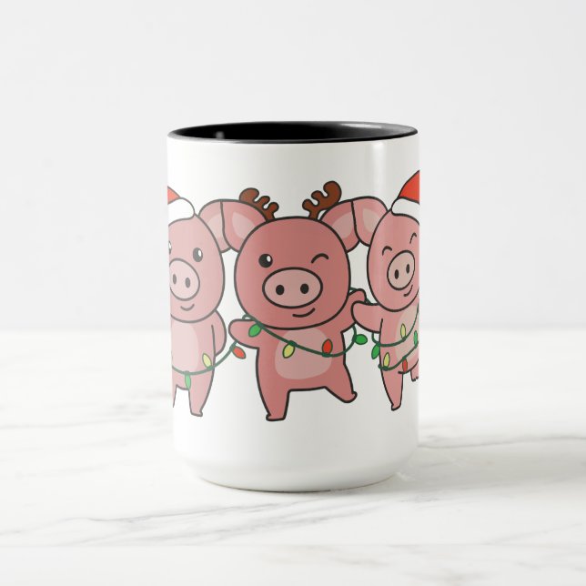 Pig Christmas Christmas Animals Cute Pigs Mug (Center)
