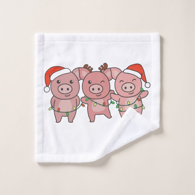 Pig Christmas Christmas Animals Cute Pigs Wash Cloth (Wash Cloth)