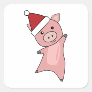 Pig Christmas Cute Animals For Kids Piglets Square Sticker