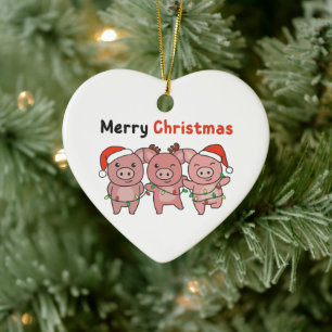 Pig Christmas Cute Pigs Merry Christmas Ceramic Or Ceramic Tree Decoration