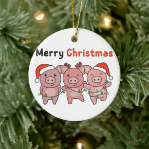 Pig Christmas Cute Pigs Merry Christmas Ceramic Or Ceramic Tree Decoration