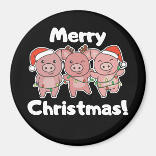 Pig Christmas Cute Pigs Merry Christmas Magnet
