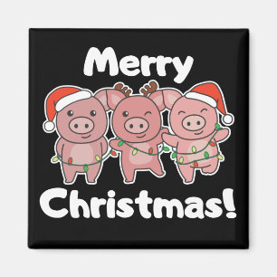 Pig Christmas Cute Pigs Merry Christmas Magnet