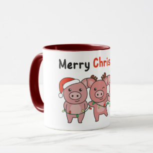 Pig Christmas Cute Pigs Merry Christmas Mug