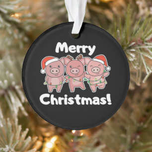 Pig Christmas Cute Pigs Merry Christmas Ornament