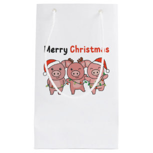 Pig Christmas Cute Pigs Merry Christmas Small Gift Bag