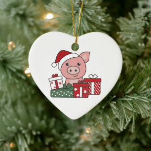 Pig Christmas Gift Winter Animals Pigs Ceramic Orn Tree Decoration