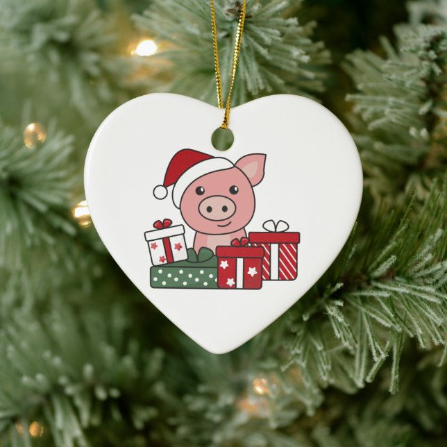 Pig Christmas Gift Winter Animals Pigs Ceramic Orn Tree Decoration (Tree)