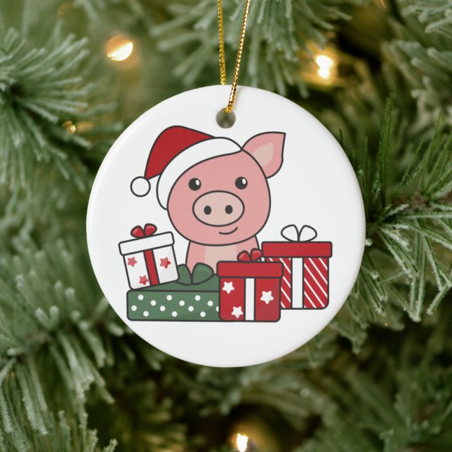 Pig Christmas Gift Winter Animals Pigs Ceramic Orn Tree Decoration (Tree)