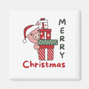 Pig Christmas Gift Winter Animals Pigs Magnet