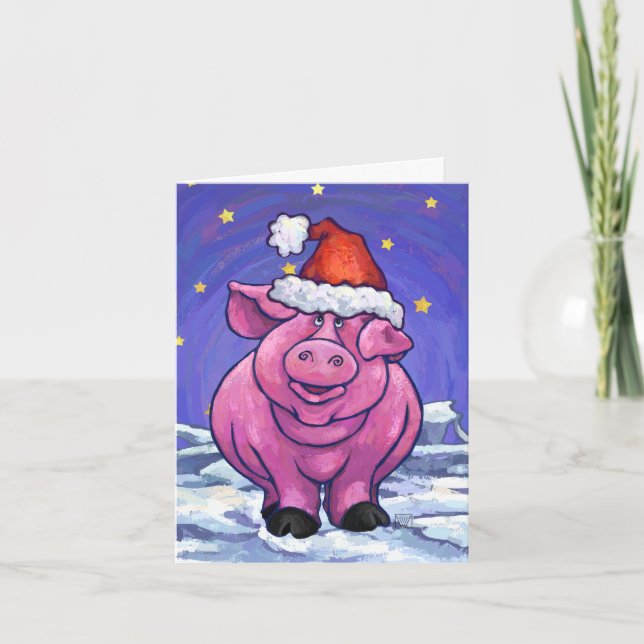 Pig Christmas Holiday Card (Front)